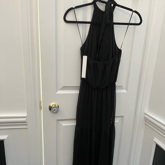 🌟HOST PICK🌟 Aqua Black Halter Maxi Dress - Picture 4 of 7